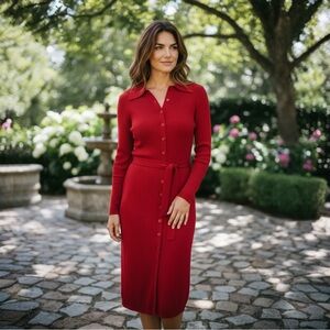 Kenneth Cole New York Red Long Sleeve Dress